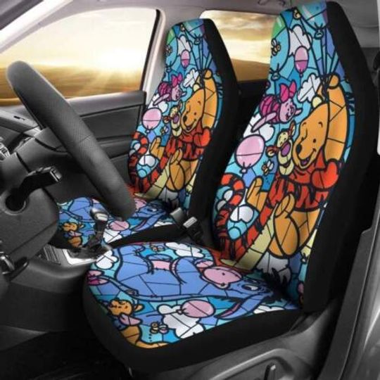 Pooh Bear Piglet And Eeyore Donkey Stained Glass Disney Car Sun Shade