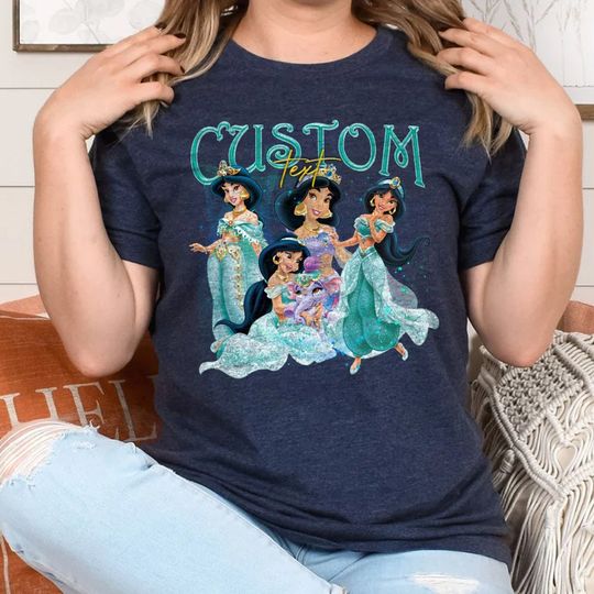 Vintage Princess Jasmine Shirt, Custom Name Aladdin Movie Shirt, Disney Magic Kingdom Tee, Gift For Women