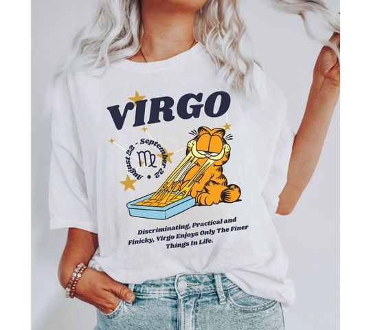 VIRGO Astrology Shirt | Vintage-Inspired Zodiac Garfield Shirt | Gift For Virgo