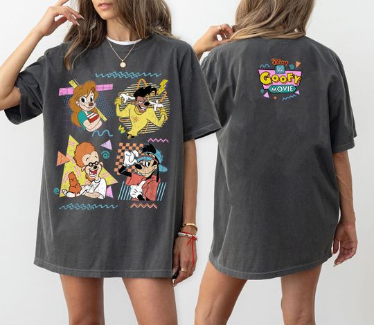 Two Sided Retro 90s A Goofy Movie Shirt, Roxanne Powerline Goofy Max Bobby Zimmeruski, Disney Washed Tee, Disneyland Trip