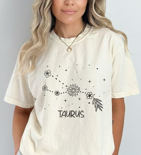 Taurus Zodiac Shirt, Taurus Botanical Constellation Shirt, Astrology Shirt