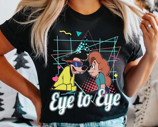 Retro Powerline Roxanne Eye To Eye Comfort Colors Shirt, A Goofy Movie Disney Couple T-shirt, Disneyland Valentine's Day Gift For Him Her