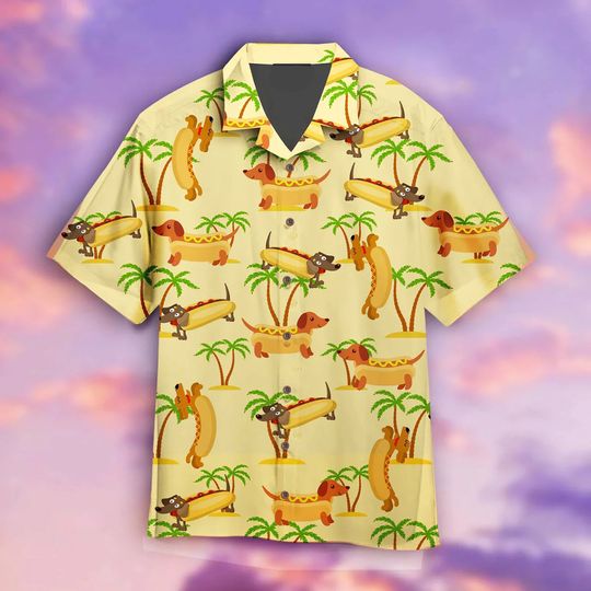 Hot Dog Button Down Up Shirt - Hot Dog Lover Gift