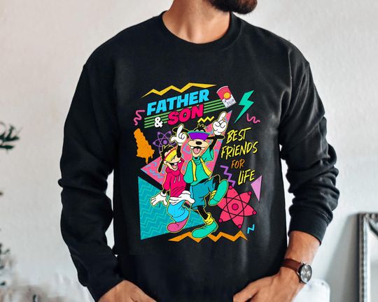 Retro 90s Goofy and Max Father and Son Best Friends For Life Comfort Colros Shirt, Father's Day Gift, Disney Daddy And Me Matching T-shirt
