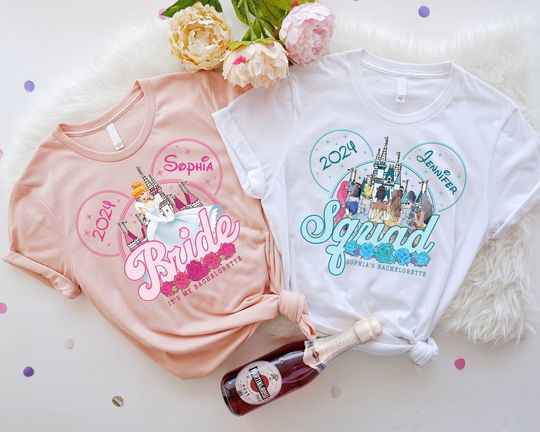 Disney Princesses Wedding Shirts, Custom Bride Squad Tees, Disney Bridal Party Tee, Disney Bachelorette Tees, Disney Bridesmaid Shirts