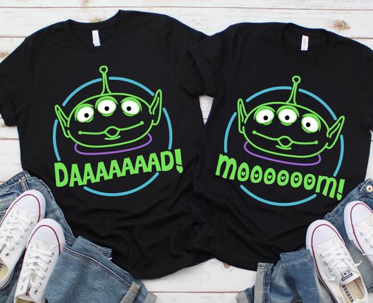 Retro 90s Alien Toy Story Mom Dad Shirt, Disney Father Mother Matching Shirt