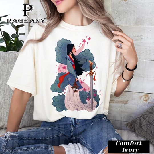 Disney Princess Mulan, Half Girl Half Warrior Portrait Shirt, Gifts for Friends, Family Vacation Gifts