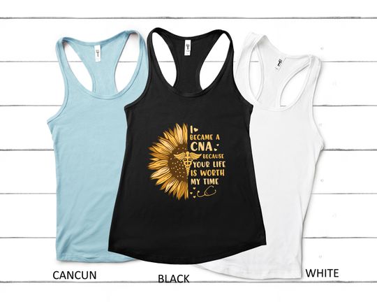 Yellow Sunflower Nurse Top Tank, CNA Nurse Life, Registered Nurse Tank Top