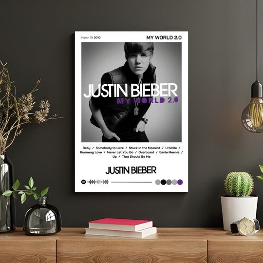 Justin Bieber, My World 2.0 , Album Poster, Digital Print, Pop Punk