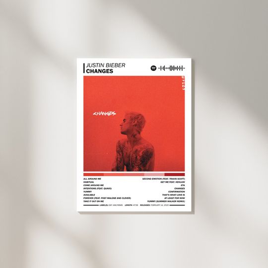 Justin Bieber | Justin Bieber Posters | Changes Poster | Music Poster Print | Album Cover Poster | Tracklist Poster Print