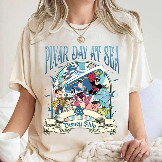 Pixar Day at Sea Disney Cruise Line 2024, Buzz Lightyear Woody Jessie Slinky Dog Cruise Matching T-Shirt