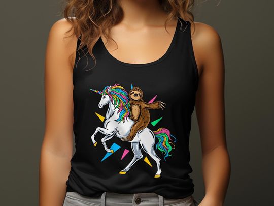 Sloth Riding Unicorn, Women's Racerback Tank To