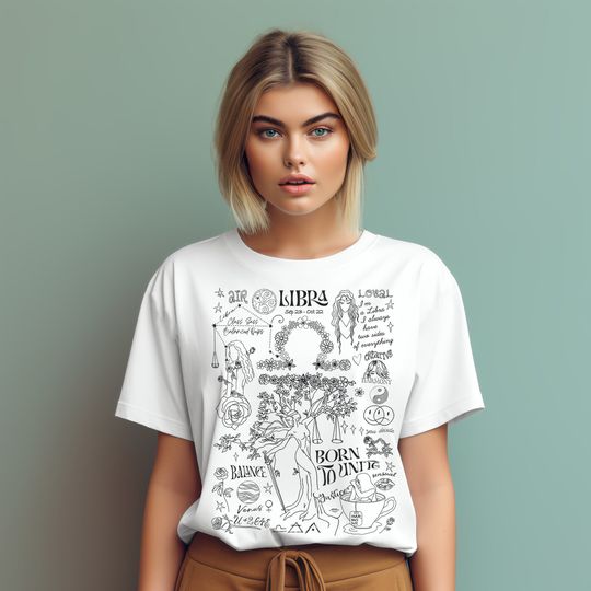 Libra Shirt, Astrology Shirt Libra Whimsical Zodiac Gift Birth Flower