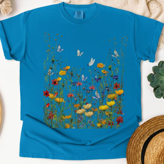 Pressed Flower Shirt Boho Wildflower T-Shirt
