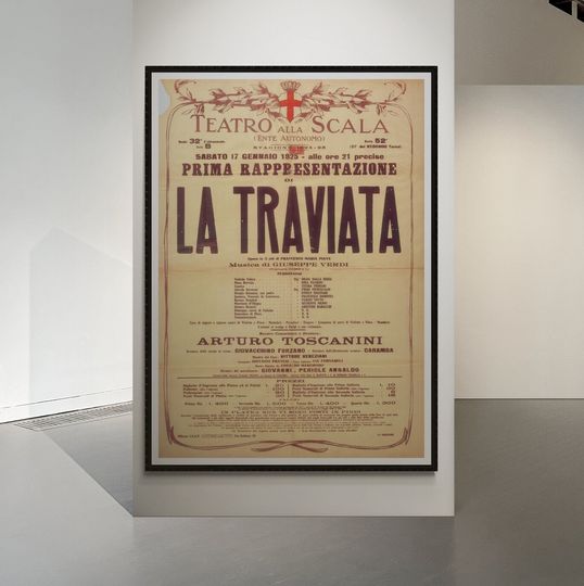 Poster for the theatrical opera LA TRAVIATA of 17th January 1925
