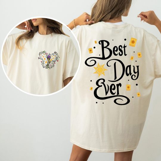 Vintage Disney Tangled Rapunzel Princess Best Day Ever Double Sided Shirt