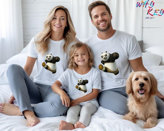 Kung Fu Panda Print T-Shirt, Panda Graphic Unisex Short Sleeve Tee