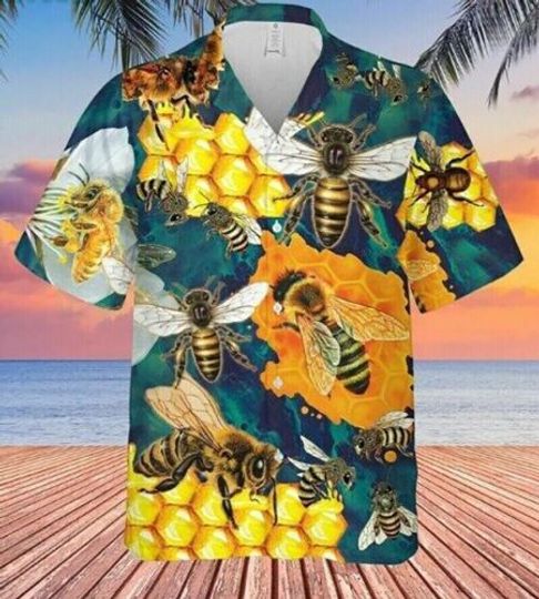 Honey Bee Hawaiian Shirt, Aloha Hawaii Shirt, Summer Shirt