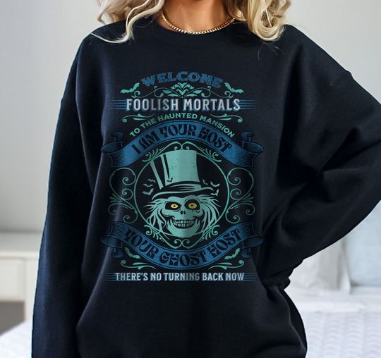 Haunted Mansion Unisex Crewneck Sweatshirt for Disneyland or Disneyworld, Hatbox Ghost Sweater