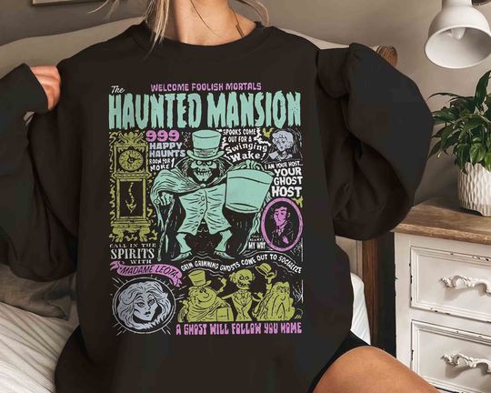The Haunted Mansion Hatbox Ghost Portrait Retro Shirt, Stretching Room Tee