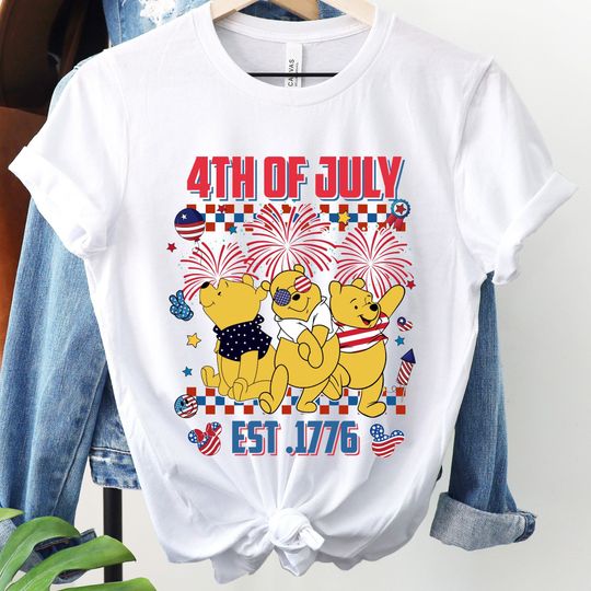 Discover Disney Pooh 4th of July Shirt, Independence Day, Disney USA Flag, Disney Patriotic Shirt