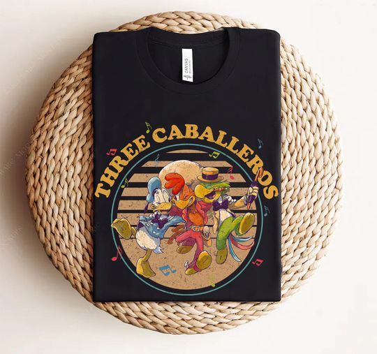 Retro Disney The Three Caballeros Classic Donald Duck Jose Carioca Panchito Pistoles Shirt