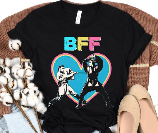 Disney Retro Anakin Skywalker Obi-Wan Kenobi BFF Y2K Heart Shirt
