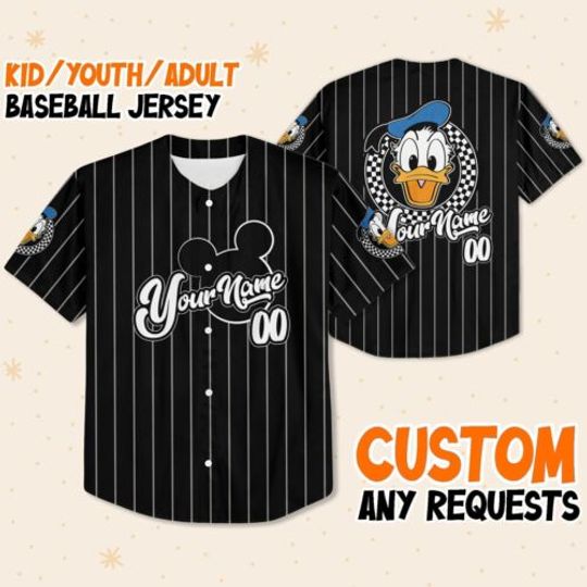 Personalize Retro Disney Disney Donald Duck, Donald Duck Disney Baseball Jersey