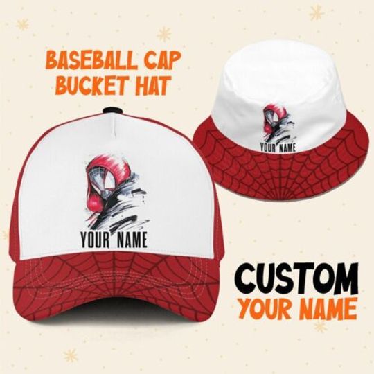 Custom Spiderman Miles White Logo Cap, Custom Disney Hat, Spiderman Baseball Cap