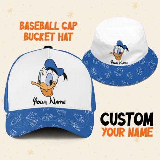 Custom Disney Donald Friends Team Logo Cap, Disney Trip Family Hats, Disney Hat