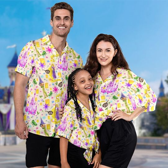 Discover Watercolor Princess Movie Hawaii Beach Shirt, Cloudy Hair Button Up Shirt
