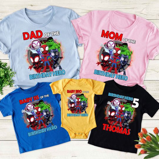 Personalized Spidey Birthday Family Matching Shirt