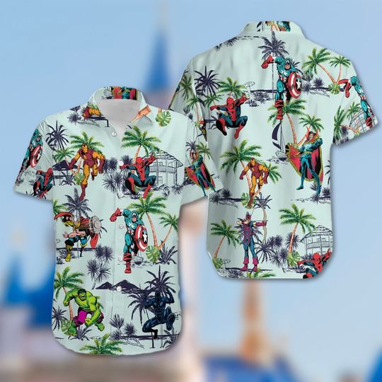 Discover Tropical Spider Superhero Aloha Shirt, Captain Superhero 3D All Over Printed Hawaiian Shirt