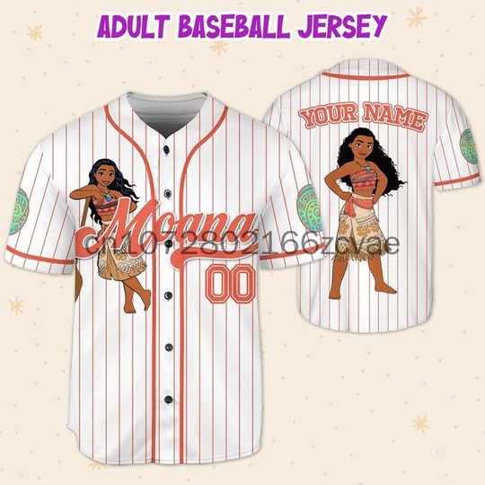 New Disney Moana Princess Baseball Jersey Outdoor Sports Style Casual Jersey