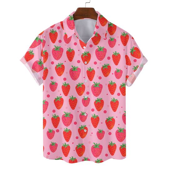 Strawberry Hawaiian Shirts for Women Men