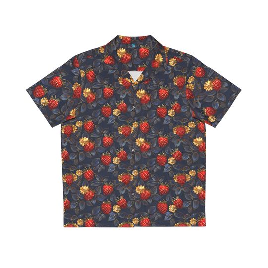 Strawberry Serenade Batik Motifs Hawaiian Shirt