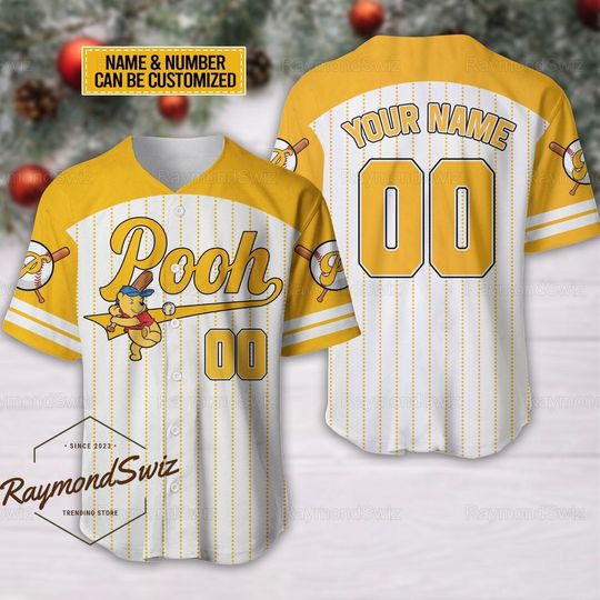 Discover Pooh Jersey Shirt, Custom Pooh Baseball Shirt