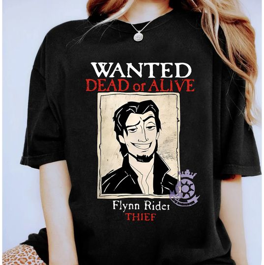 Discover Disney Tangled Funny Wanted Dead or Alive Flynn Rider Thief Retro T-shirt