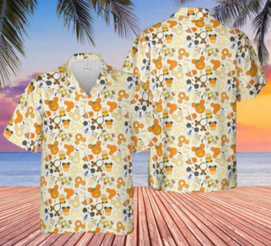 Disney Halloween Snacks Button Down Hawaiians Shirt