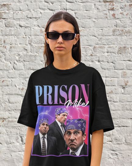Prison Mike T- Shirt Vintage Tv Series Shirt, The Office Steve Carell Tshirt, Michael Scott Biatch, The Office Tv Shoe, Vintage Bootleg Y2k