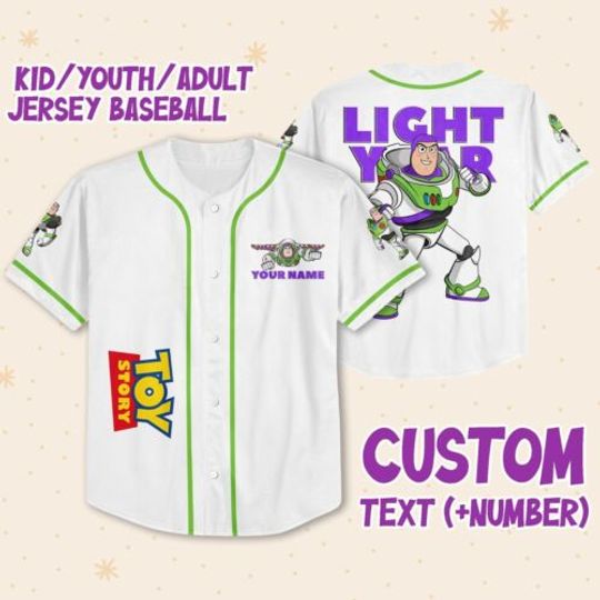 Personalize Toy Story Buzz Lightyear Custom Kids, Youth, Disney Baseball Jersey