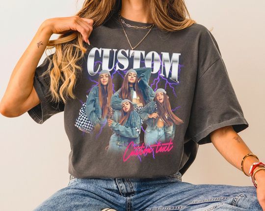 Custom Photo Collage Shirt Bootleg 90s Rap Tee