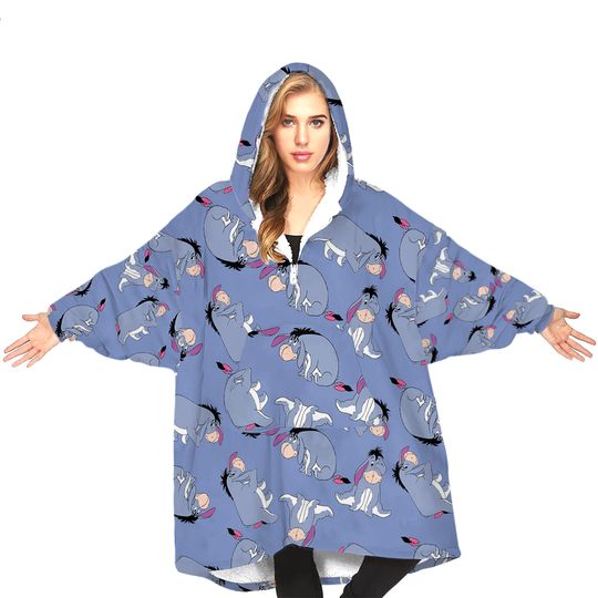 Ladies Disney Eeyore Winnie The Pooh Oversized Fleece Blanket Hoodie