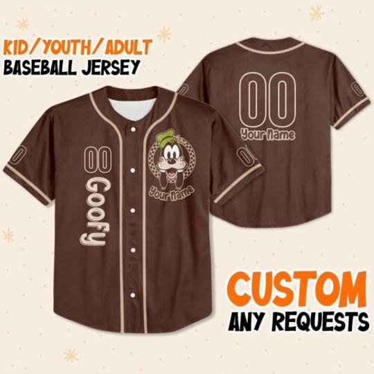 Personalize Retro Goofy Pluto, Personalize Disney Goofy Disney Baseball Jersey