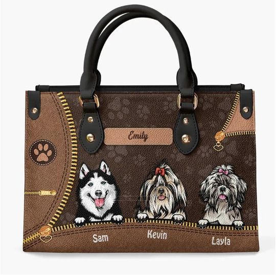 Personalized Dog Leather Bag, Gift For Dog Lovers