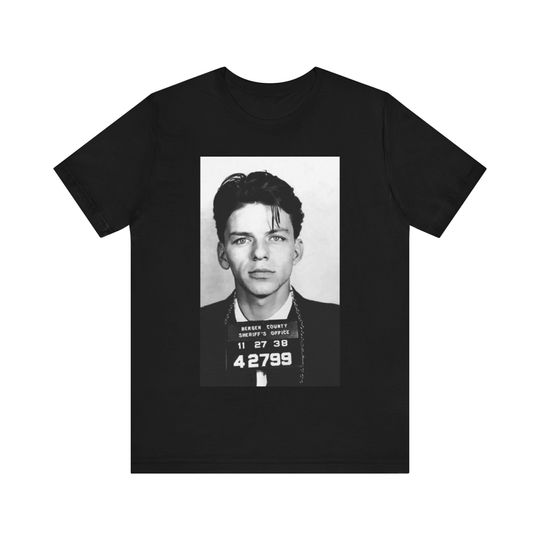 Frank Sinatra Mugshot Tee, Short Sleeve Shirt, Unique Gift for Music Lovers
