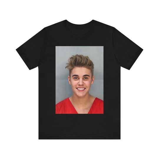 Justin Bieber Mugshot Tee, Short Sleeve Shirt, Unique Gift Idea, Pop Culture Tee