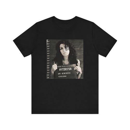 Amy Winehouse Mugshot Tee, Short Sleeve, Unique Gift Shirt