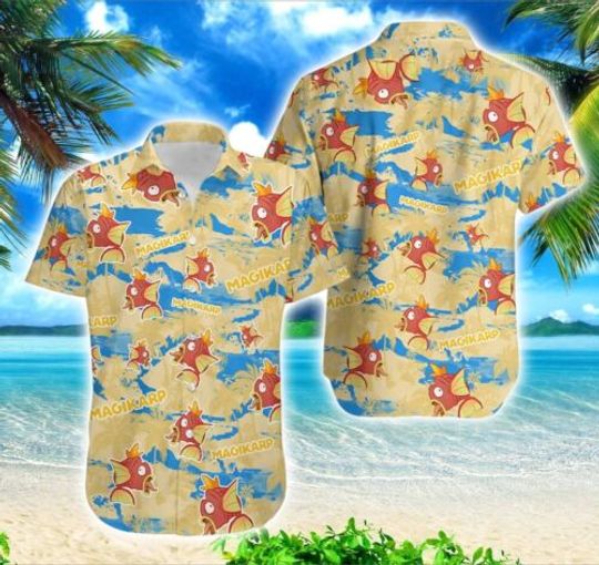 p0kemon Magikarp Hawaiian Shirt, Magikarp Button Up Shirt