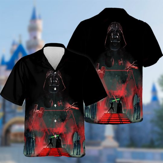 Villain Dominates Hawaii Shirt, Red Green Lightsaber Button Up Shirt Holiday
